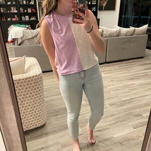 Cotton On Pink and Cream Tank Top